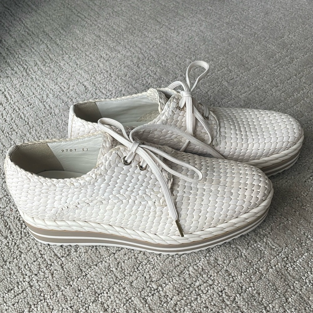 PONS QUINTANA white woven leather shoes  SIZE 37